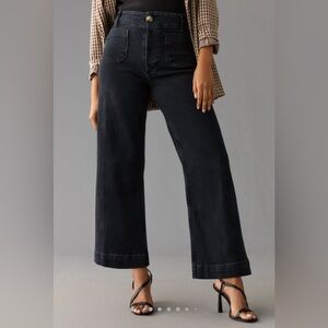 Colette Black Denim Cropped Wide Leg Jeans by Maeve